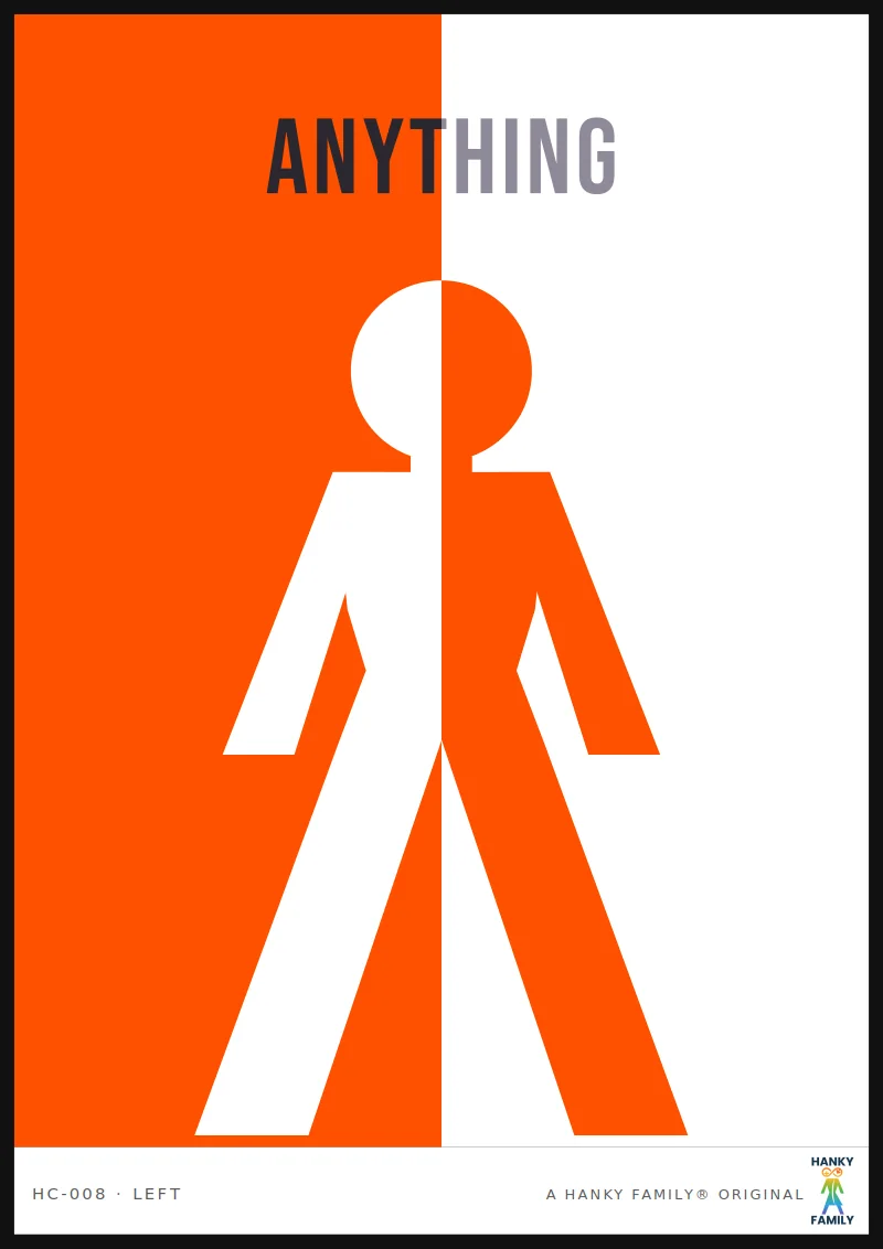 Anything Goes — SIGNAL ORANGE hanky code print, left pocket: ANYTHING