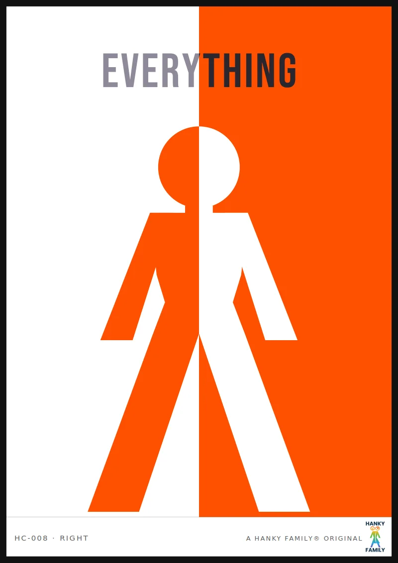 Anything Goes — SIGNAL ORANGE hanky code print, right pocket: EVERYTHING