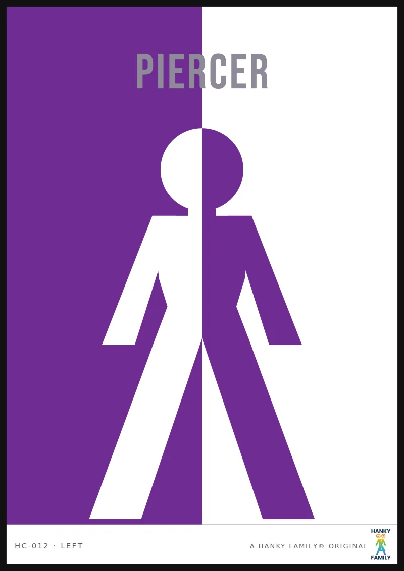 Piercing — PURPLE hanky code print, left pocket