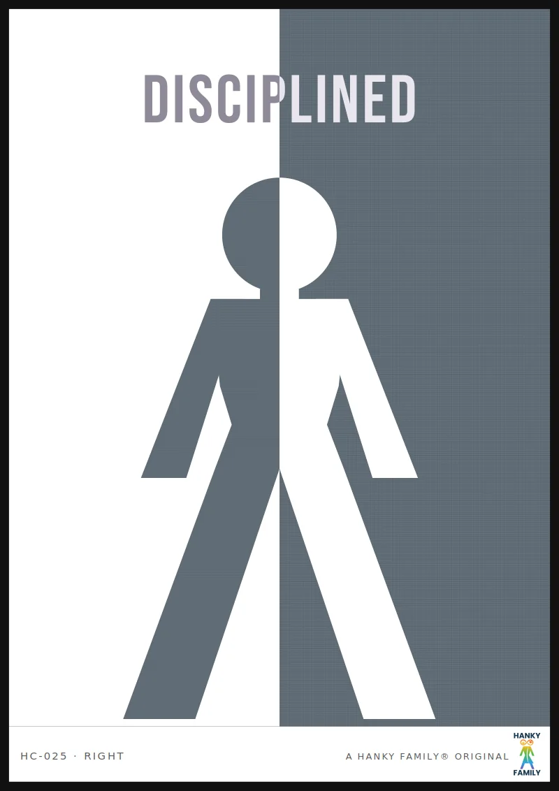 Discipline — STEEL GREY hanky code print, right pocket: DISCIPLINED