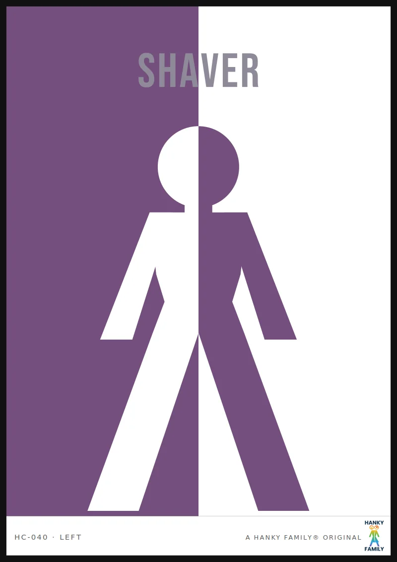Shaving — PLUM hanky code print, left pocket: SHAVER