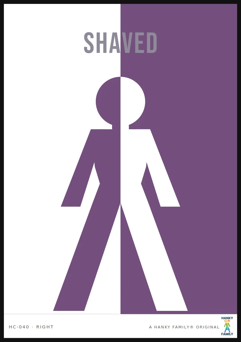 Shaving — PLUM hanky code print, right pocket: SHAVED