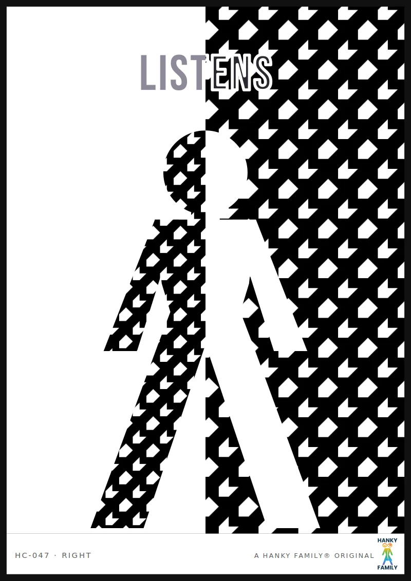 Dirty Talk — HOUNDSTOOTH hanky code print, right pocket: LISTENS