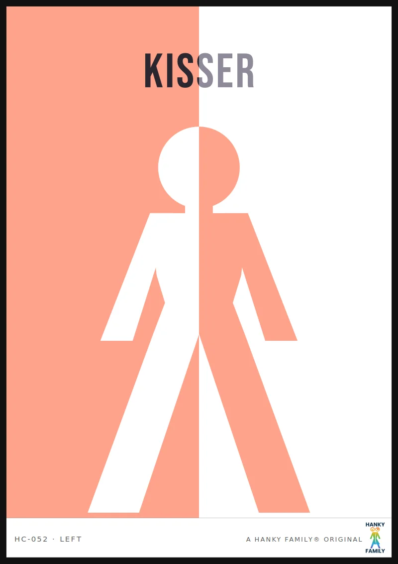 Kissing — PEACH hanky code print, left pocket