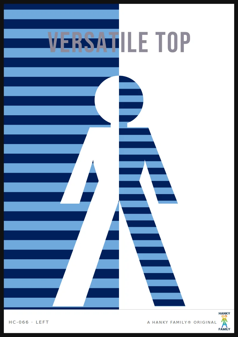 Versatile / Switch — BLUE STRIPE hanky code print, left pocket