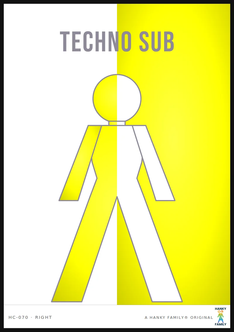 Techno Scene — STROBE hanky code print, right pocket: TECHNO SUB