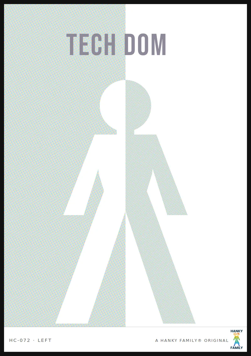 Tech Fetish — THE SHIFT hanky code print, left pocket: TECH DOM