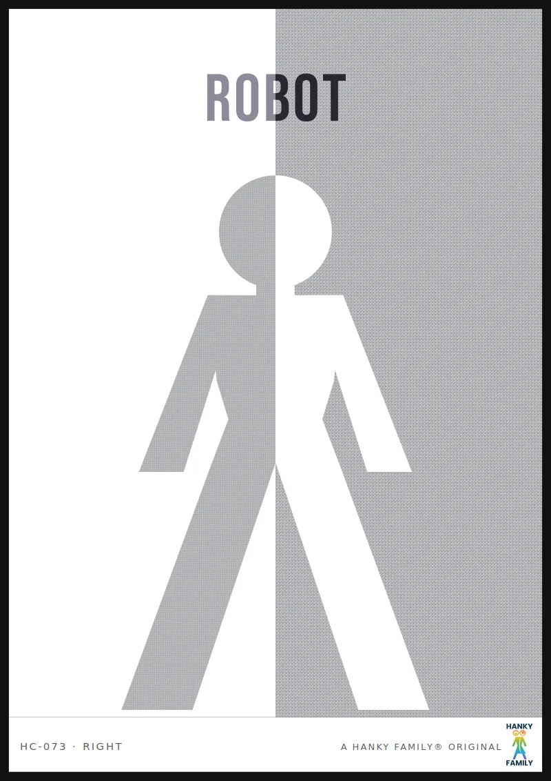 Robot Play — CHROME hanky code print, right pocket: ROBOT