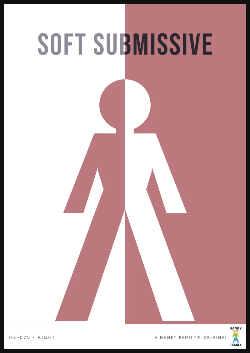 Soft Dom/Sub — ROSE GOLD hanky code print, right pocket: SOFT SUBMISSIVE