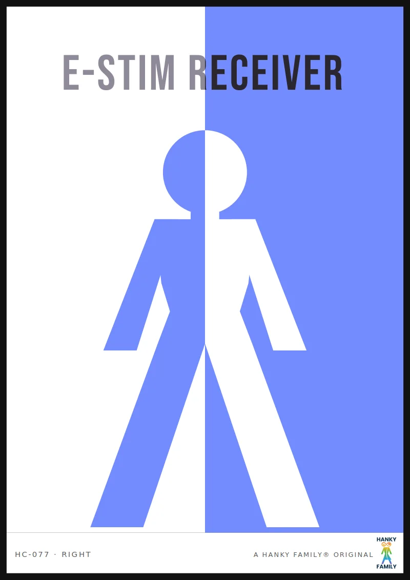 E-Stim — ELECTRIC BLUE hanky code print, right pocket: E-STIM RECEIVER