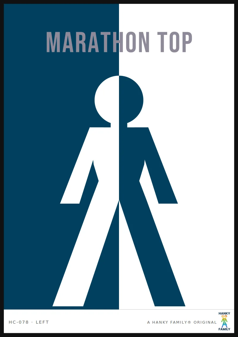 Marathon Play — PRUSSIAN BLUE hanky code print, left pocket