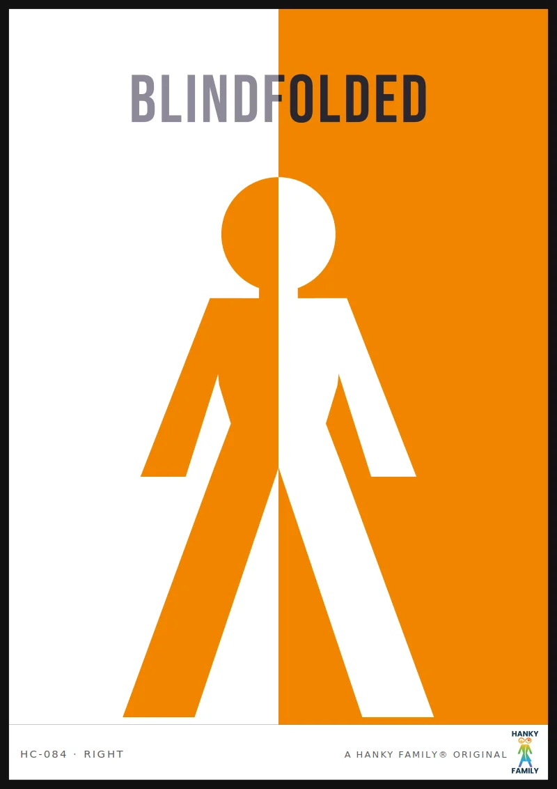 Blindfold Play — TANGERINE hanky code print, right pocket: BLINDFOLDED