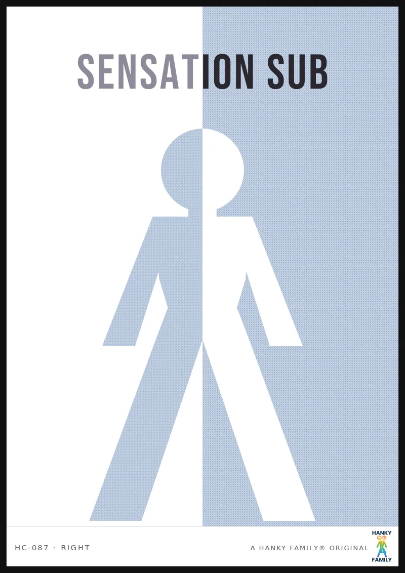 Sensation Play — PALE STEEL hanky code print, right pocket: SENSATION SUB