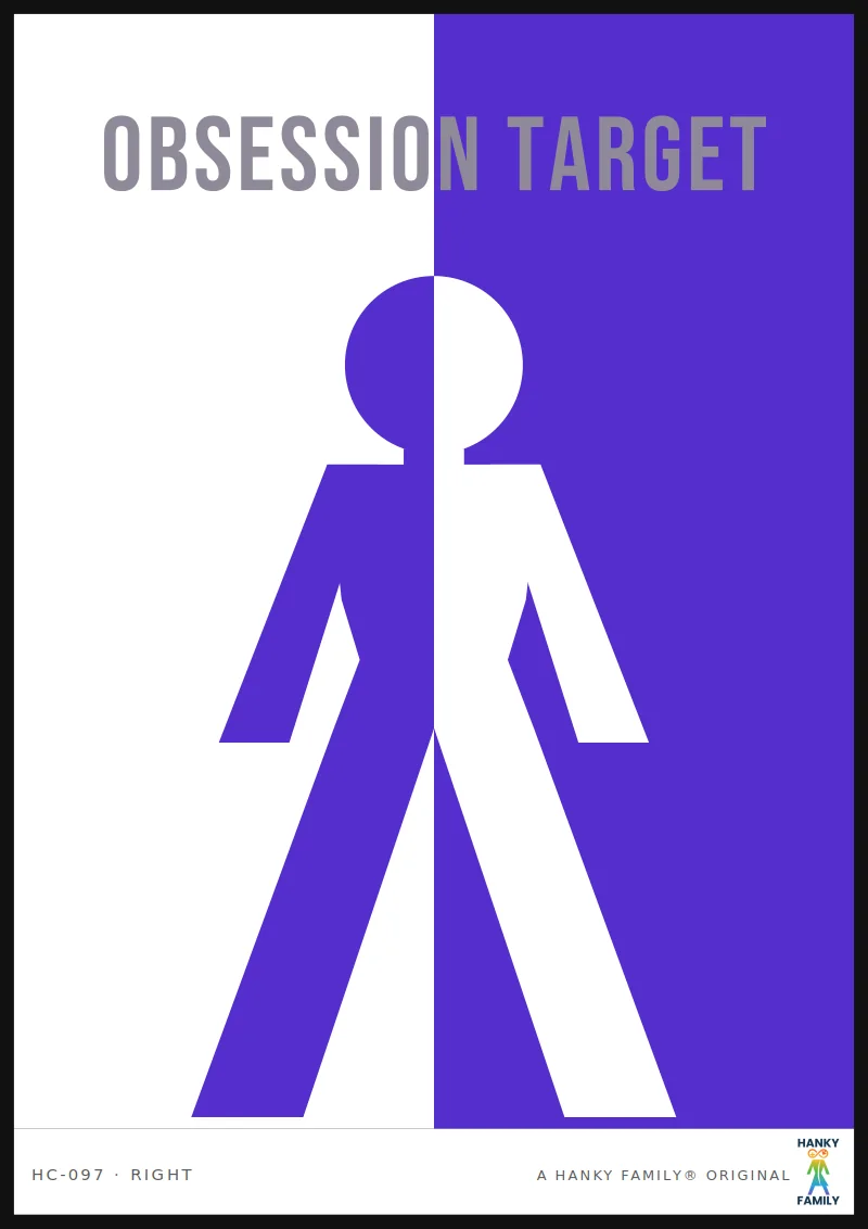 OBSESSOR — DEEP PURPLE hanky code print, right pocket: OBSESSION TARGET