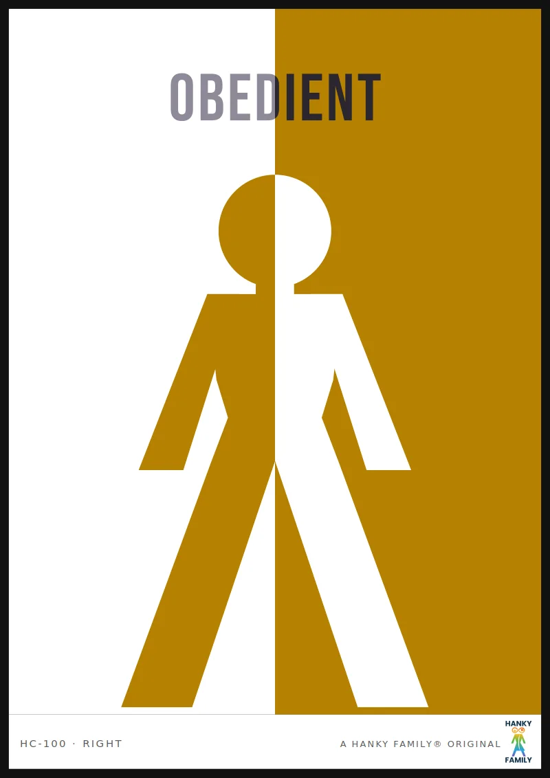 GODVOICE — DIVINE GOLD hanky code print, right pocket: OBEDIENT