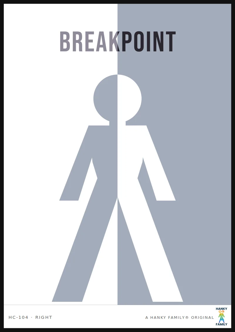 BREAKPOINT — FRACTURE GREY hanky code print, right pocket: BREAKPOINT