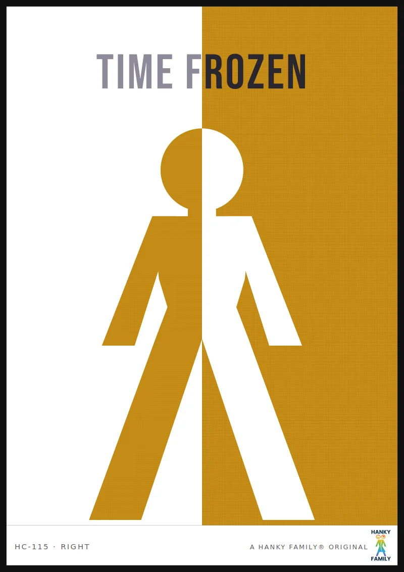 TIMEWARP — CLOCK GOLD hanky code print, right pocket: TIME FROZEN