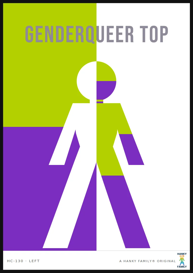 Genderqueer — LIME + PURPLE SPLIT hanky code print, left pocket