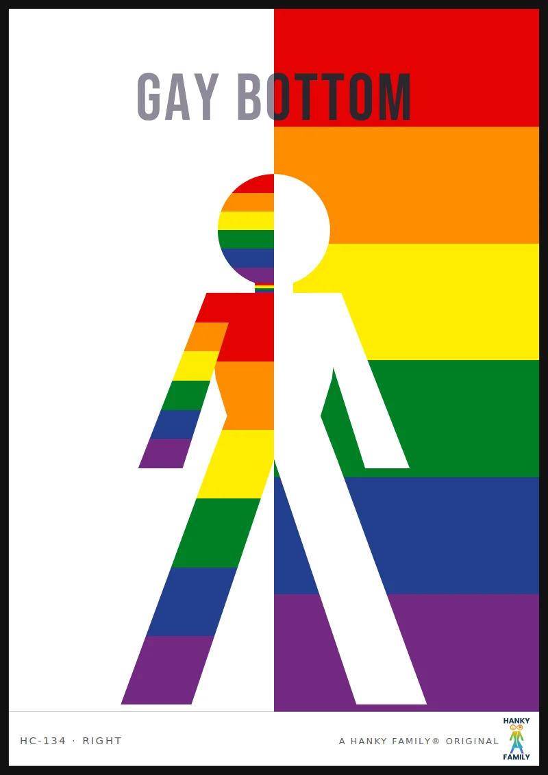 Gay — PRIDE RAINBOW hanky code print, right pocket: GAY BOTTOM