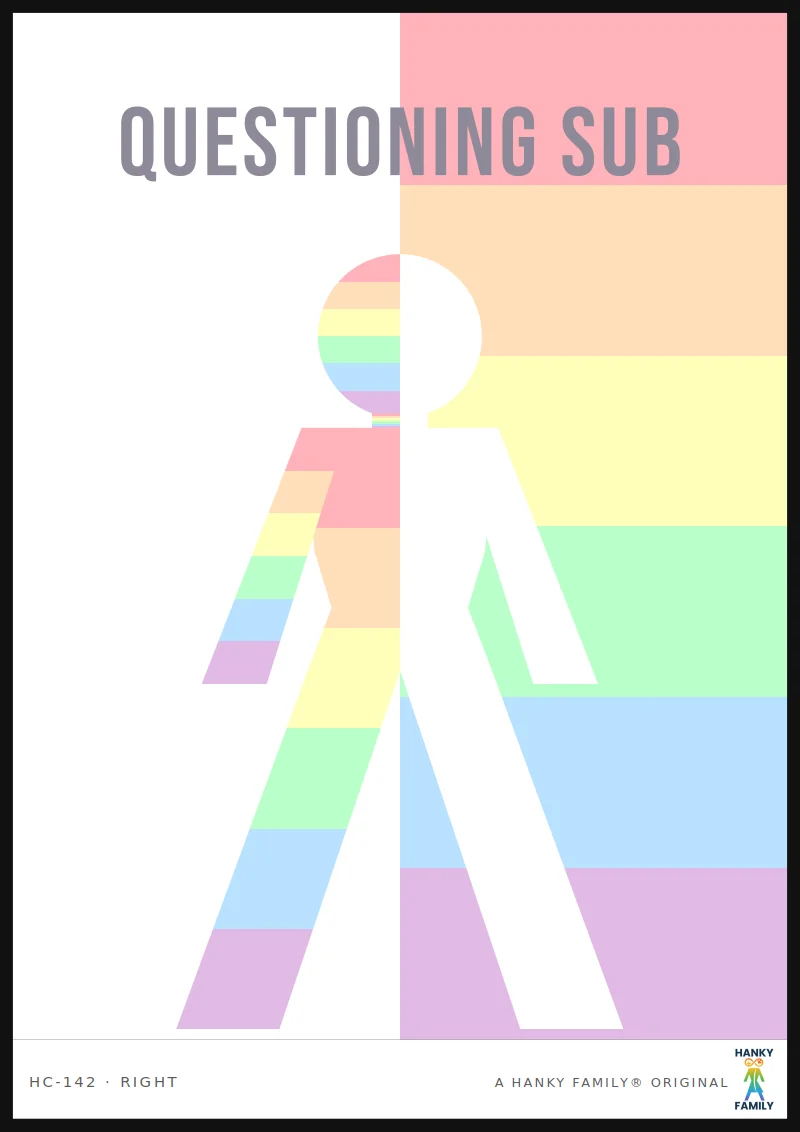 Questioning — PASTEL RAINBOW hanky code print, right pocket: QUESTIONING SUB