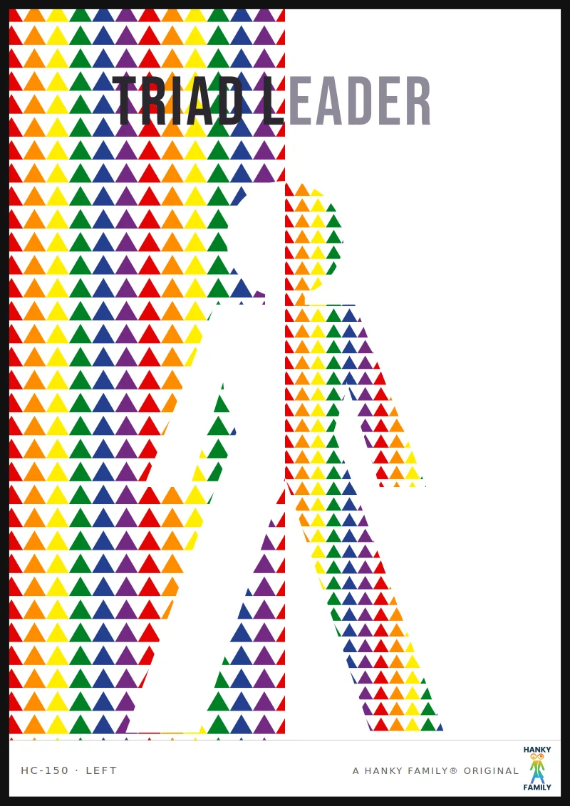 Triad / Throuple — TRIANGLE RAINBOW hanky code print, left pocket