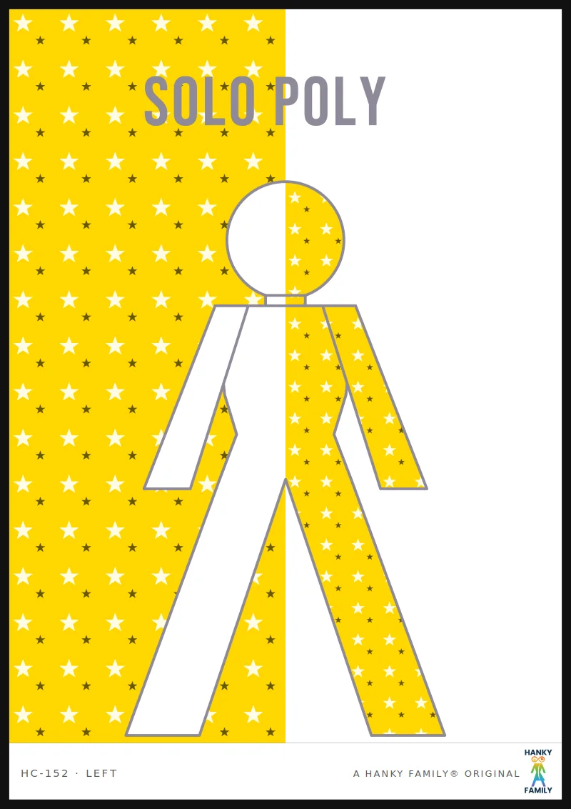 Solo Polyamory — SOLO GOLD STAR hanky code print, left pocket: SOLO POLY