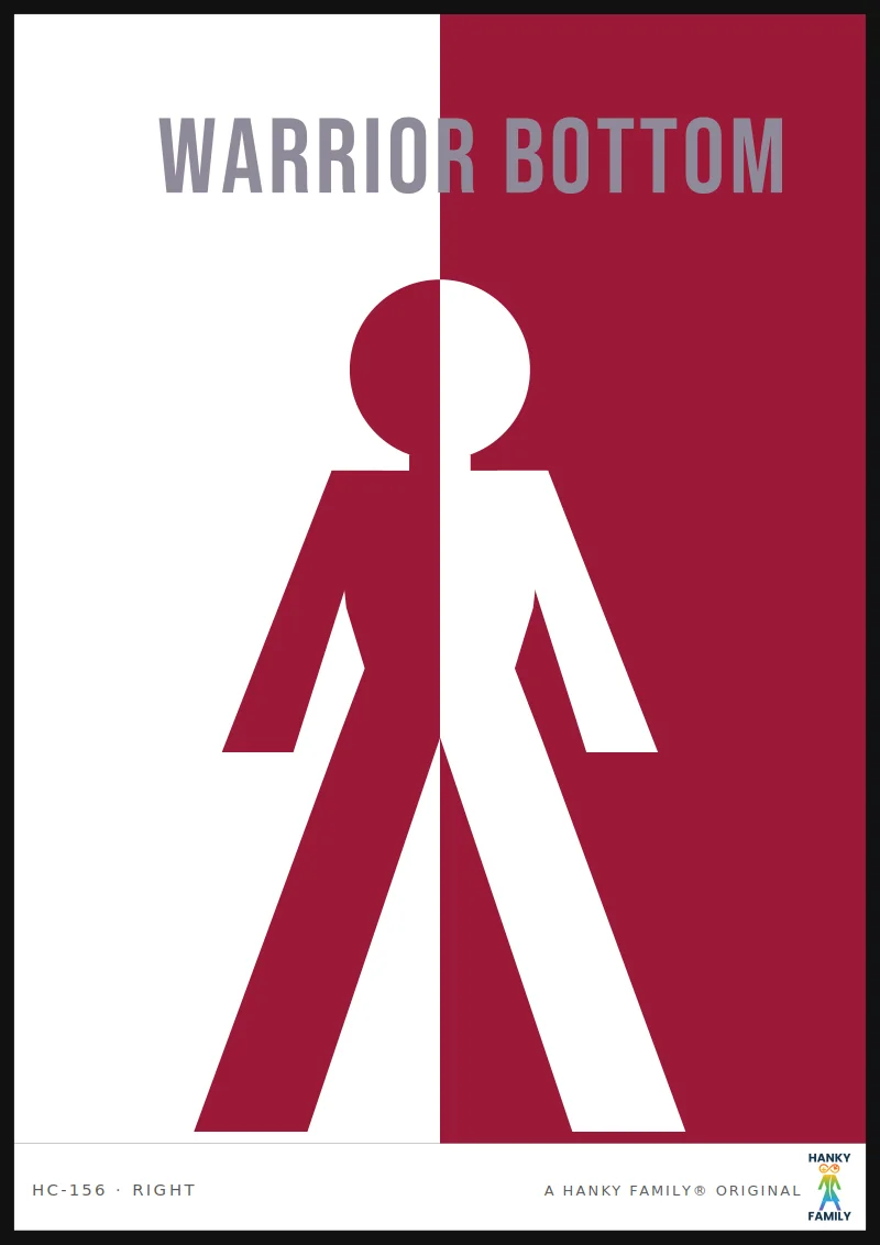 Warrior Energy — BATTLE RED hanky code print, right pocket: WARRIOR BOTTOM