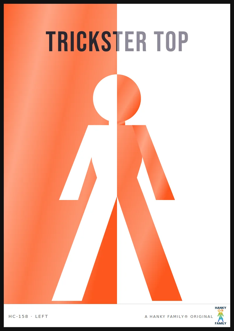 Trickster Energy — MISCHIEF ORANGE hanky code print, left pocket