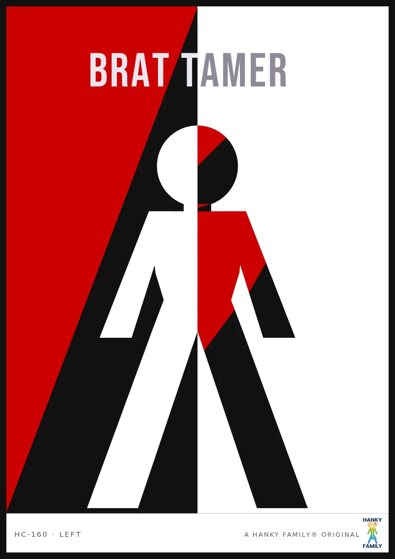 Brat Energy — DEFIANT RED/BLACK SPLIT hanky code print, left pocket