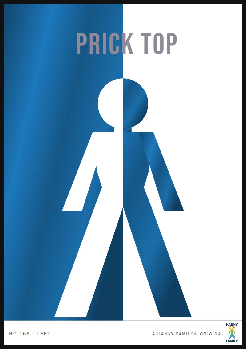 PRICK — RESPONSIBILITY BLUE hanky code print, left pocket: PRICK TOP