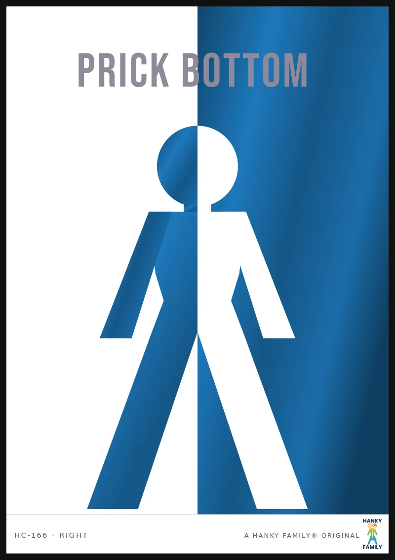 PRICK — RESPONSIBILITY BLUE hanky code print, right pocket: PRICK BOTTOM