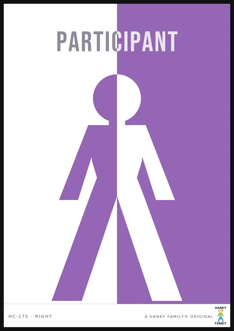 Event Organiser — HOST PURPLE hanky code print, right pocket: PARTICIPANT