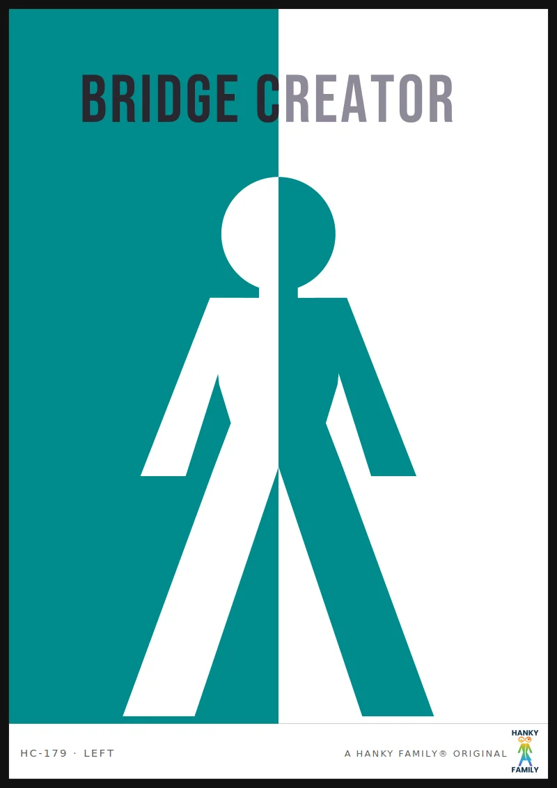Bridge Builder — CONNECTION TEAL hanky code print, left pocket