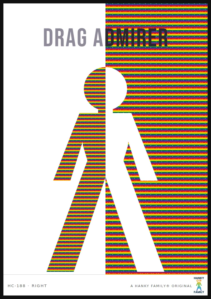 Drag Queen — SEQUIN RAINBOW hanky code print, right pocket: DRAG ADMIRER