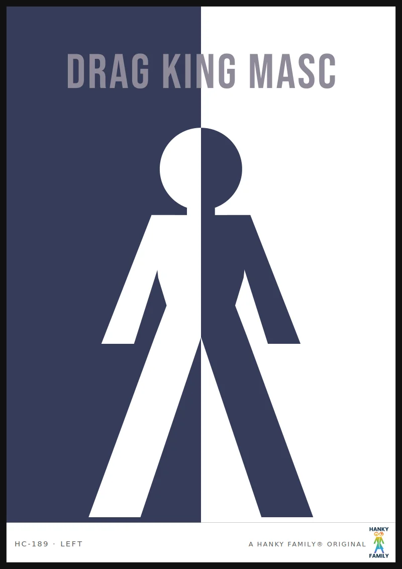 Drag King — DAPPER NAVY hanky code print, left pocket