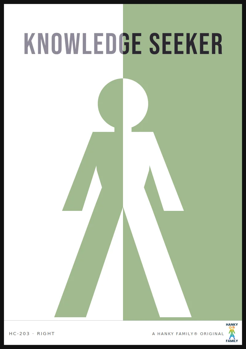 Mentor — TEACHER SAGE hanky code print, right pocket: KNOWLEDGE SEEKER