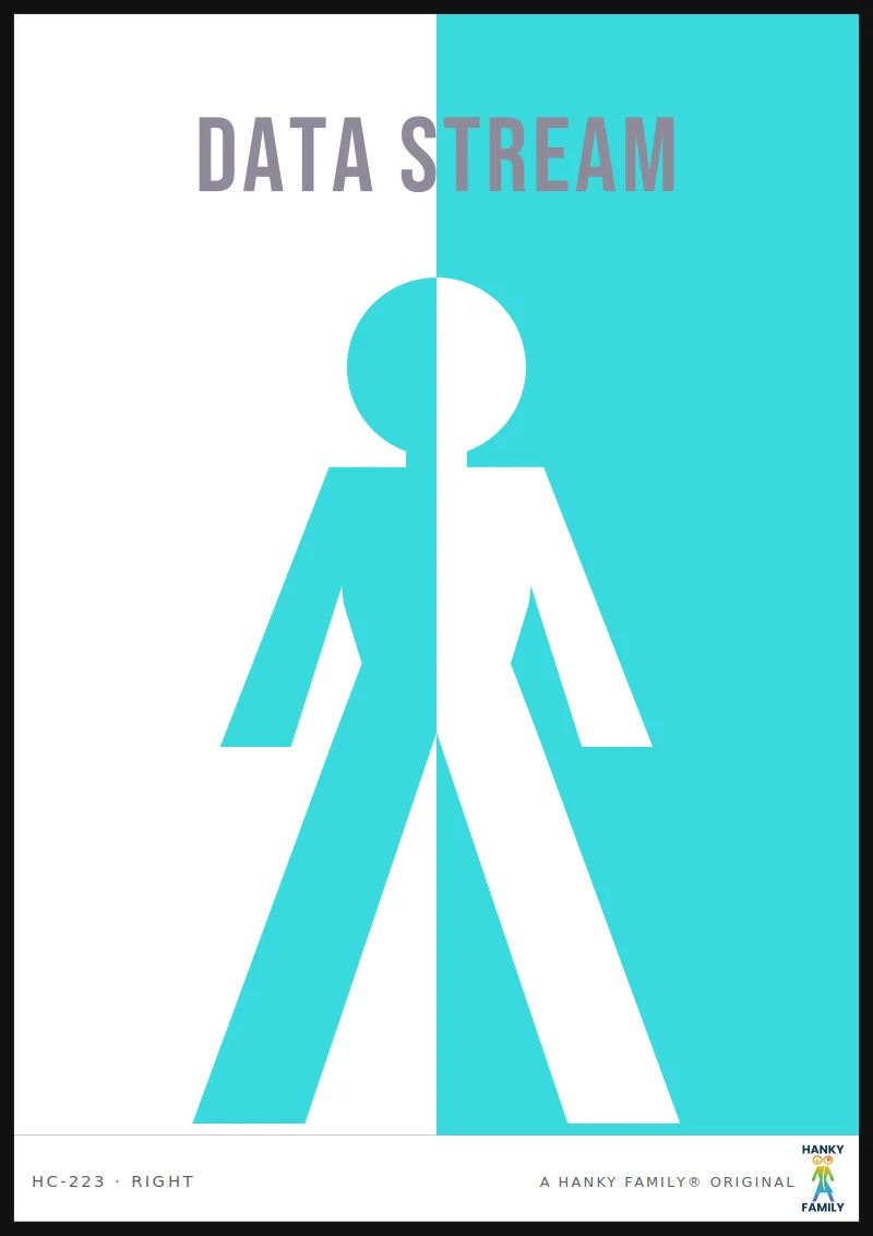 DATAFLOW — BANDWIDTH CYAN hanky code print, right pocket: DATA STREAM