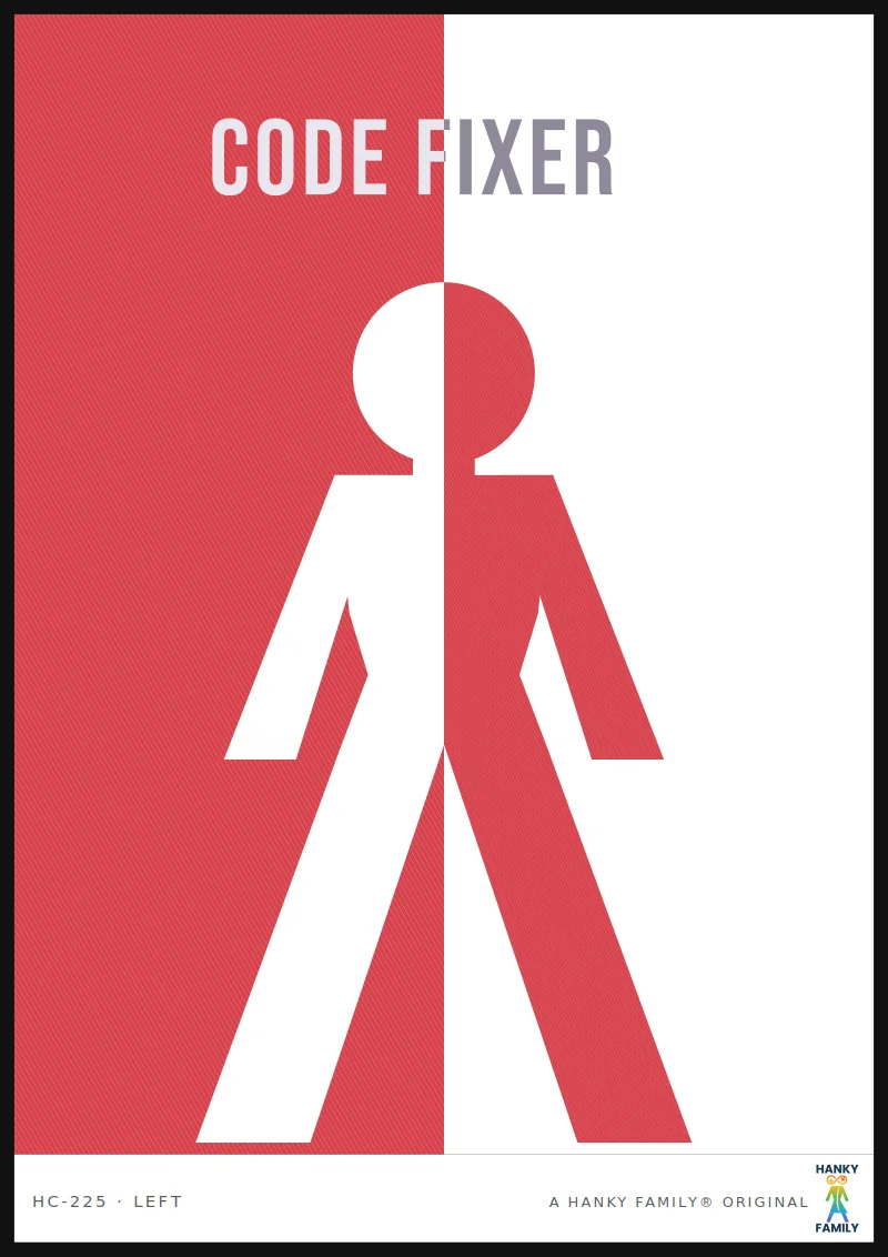 DEBUGGER — DEBUG RED hanky code print, left pocket