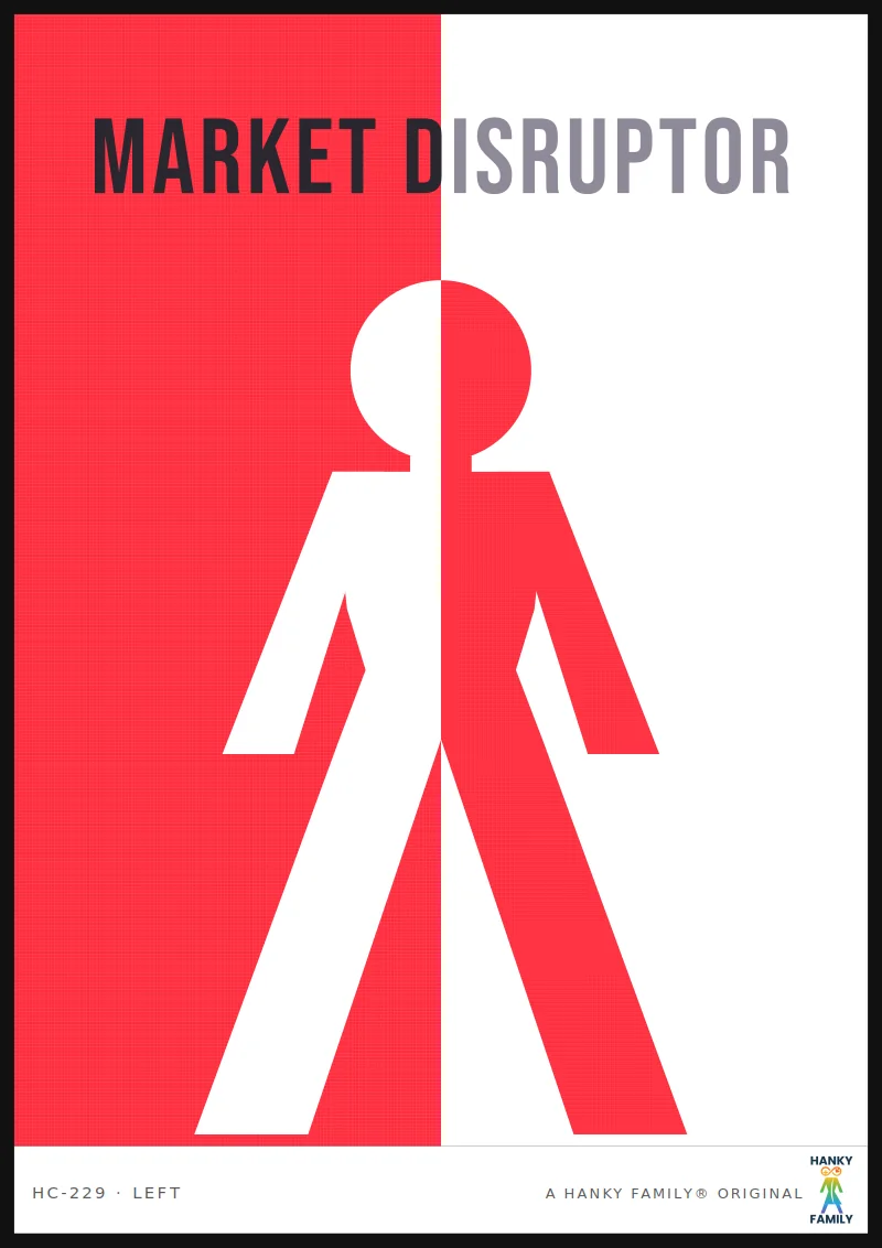 DISRUPTOR — INNOVATION RED hanky code print, left pocket: MARKET DISRUPTOR