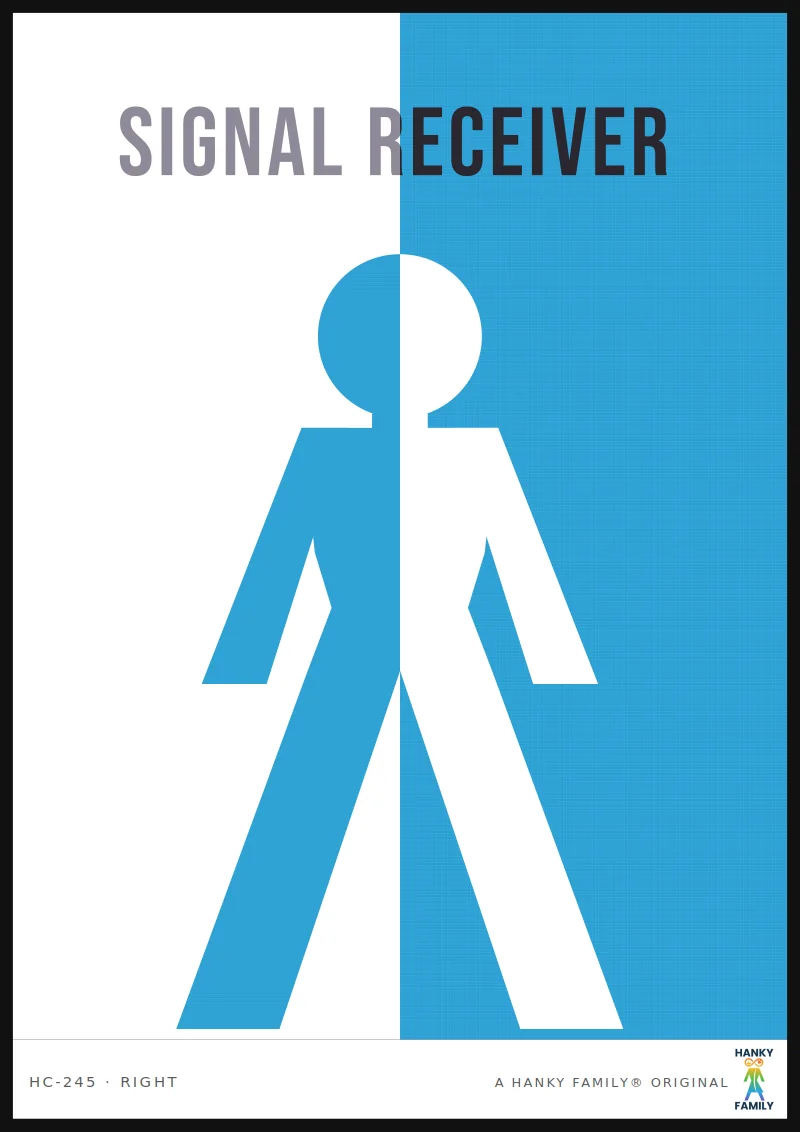 WIRELESS — WIFI BLUE hanky code print, right pocket: SIGNAL RECEIVER