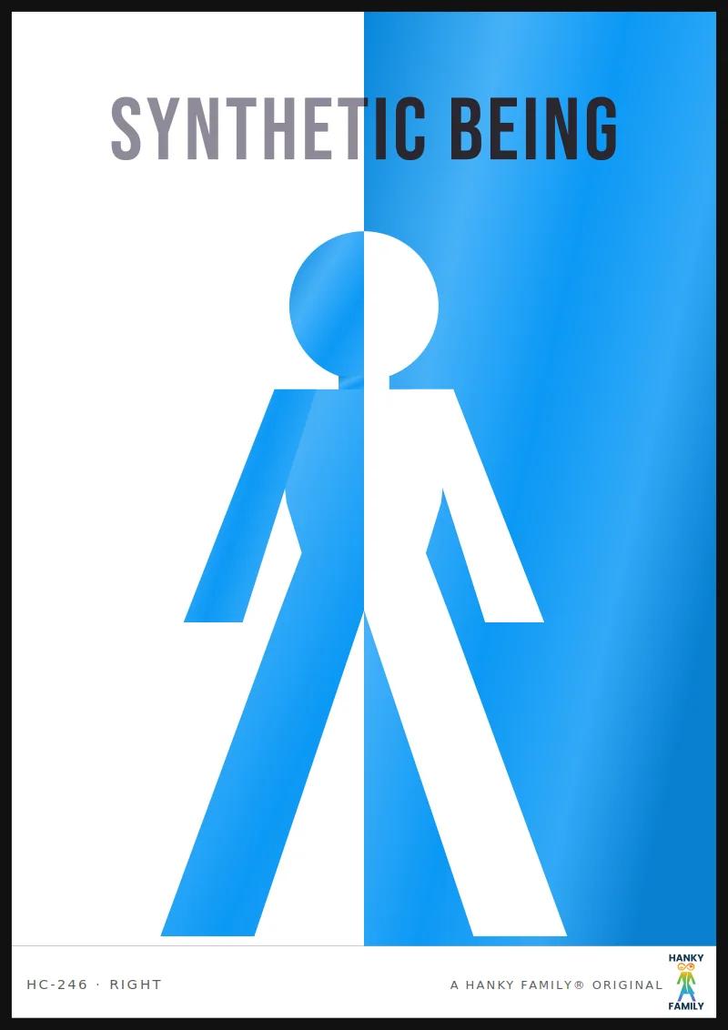 SYNTHETIC — LAB CYAN hanky code print, right pocket: SYNTHETIC BEING