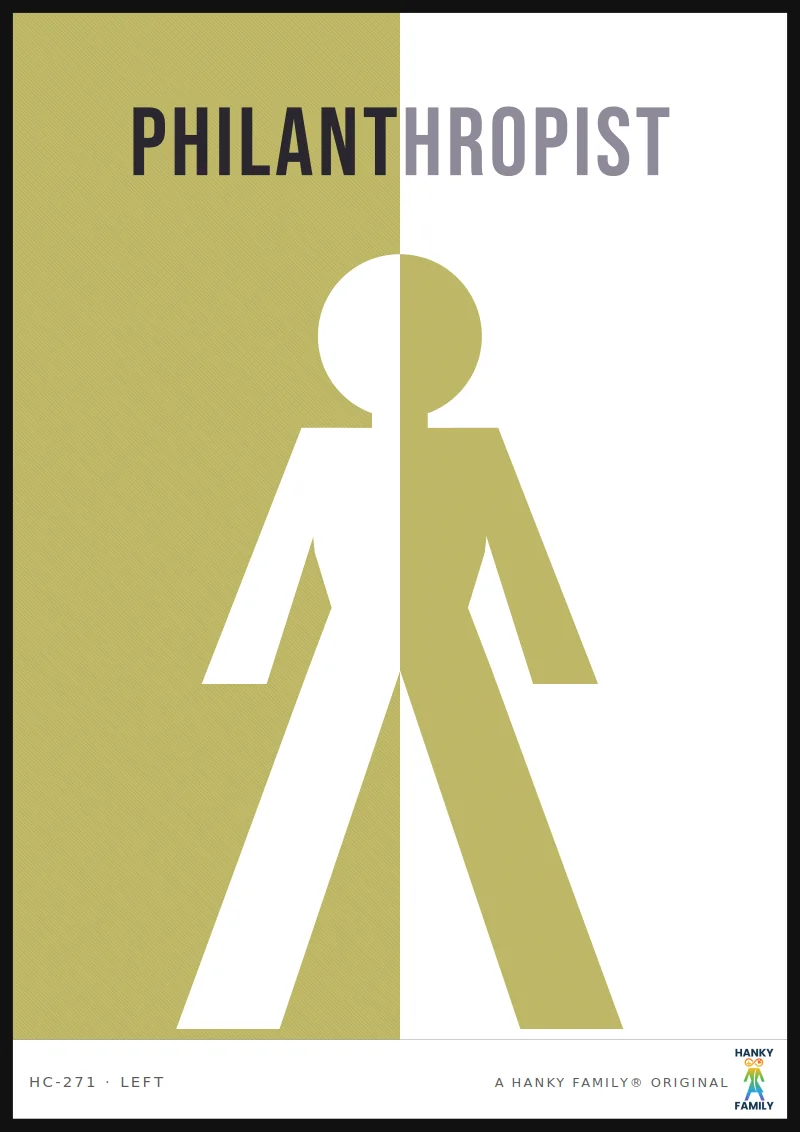 PHILANTHROPY — CHARITY GOLD hanky code print, left pocket: PHILANTHROPIST