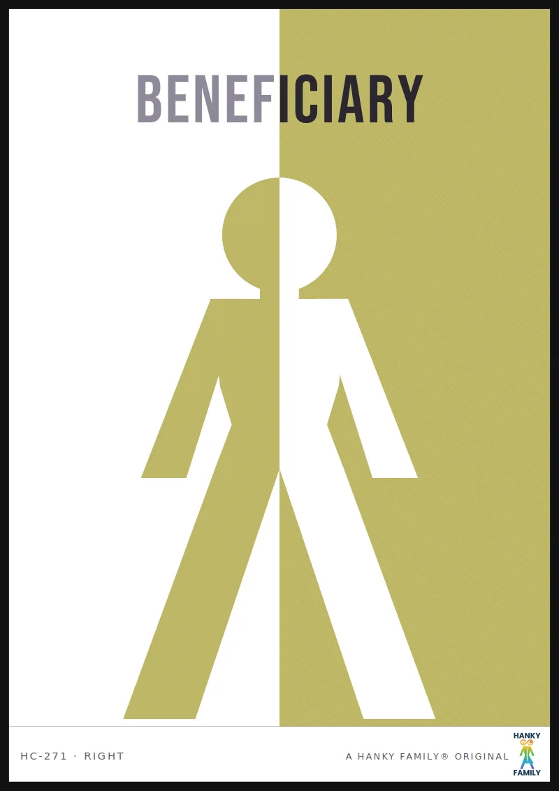PHILANTHROPY — CHARITY GOLD hanky code print, right pocket: BENEFICIARY
