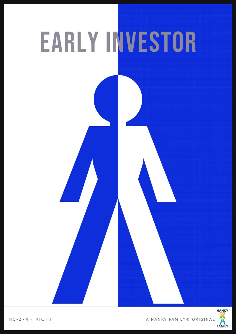 IPO — STOCK EXCHANGE BLUE hanky code print, right pocket: EARLY INVESTOR