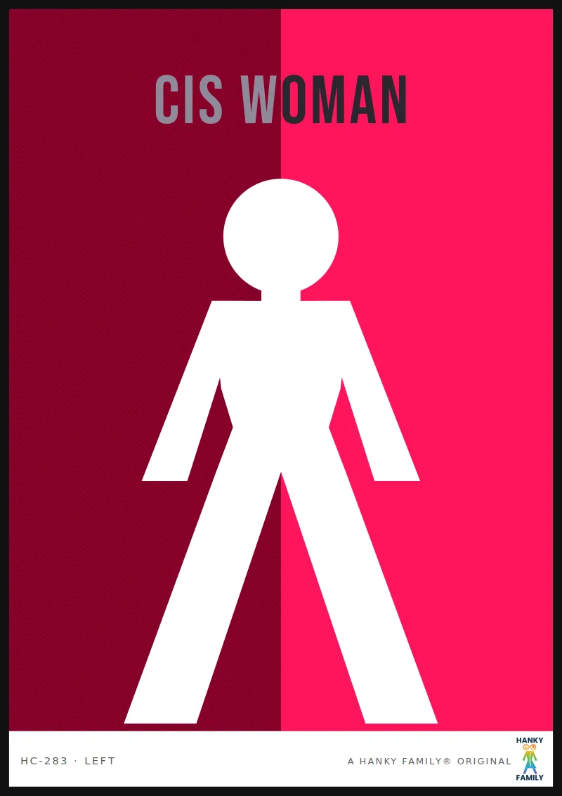Cis Woman — CRIMSON hanky code print, left pocket