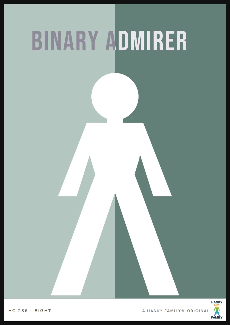 Binary, Unemphasised — STEEL hanky code print, right pocket: BINARY ADMIRER