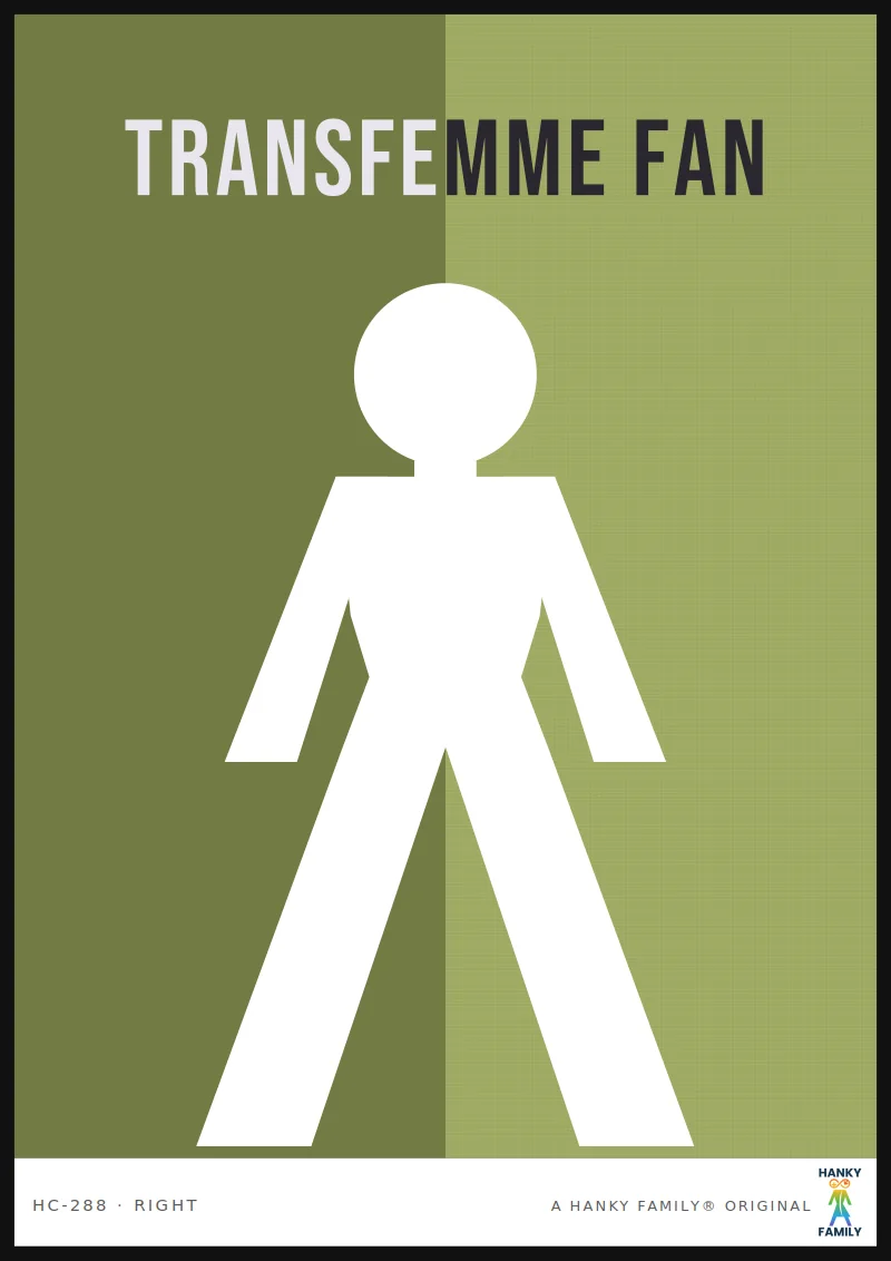 Transfeminine — SOFT GOLD hanky code print, right pocket: TRANSFEMME FAN