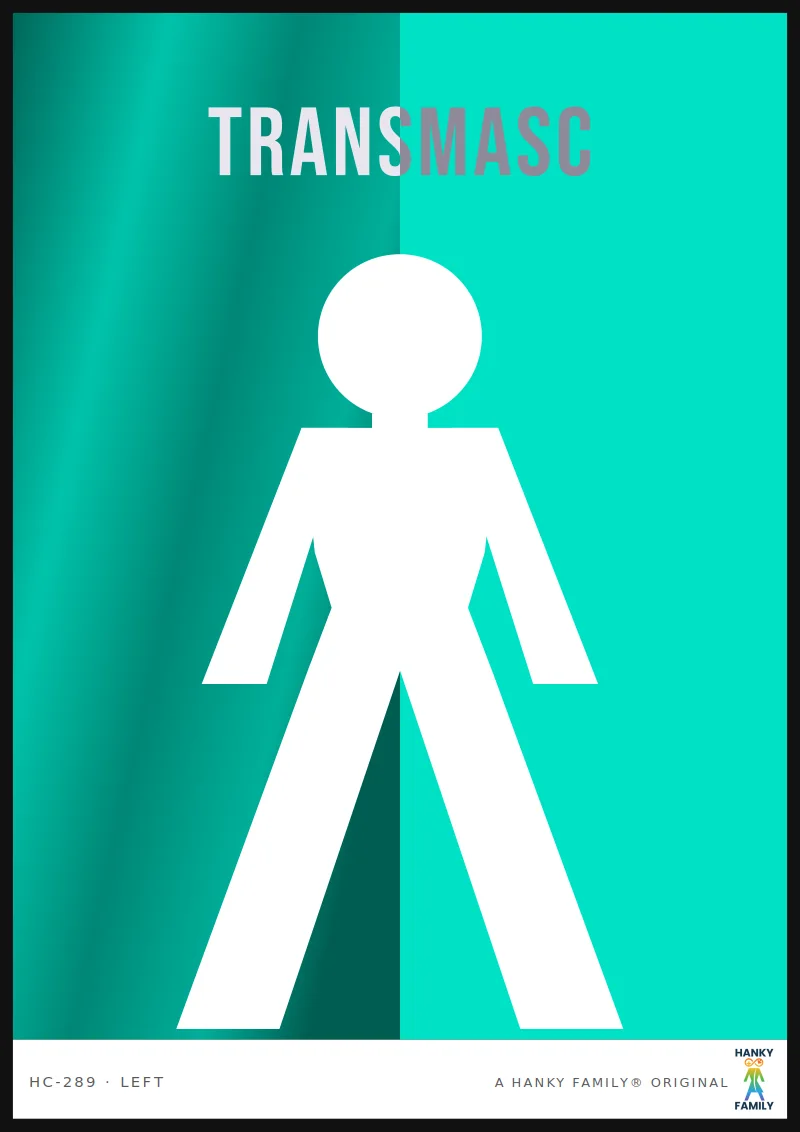 Transmasculine — TEAL GREEN hanky code print, left pocket