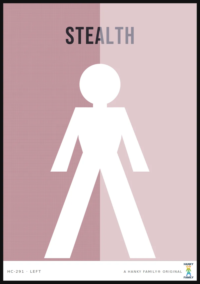 Stealth / Low-Disclosure — DUSTY ROSE hanky code print, left pocket