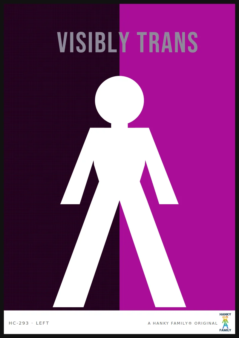 Trans & Visible — INK BLACK hanky code print, left pocket: VISIBLY TRANS